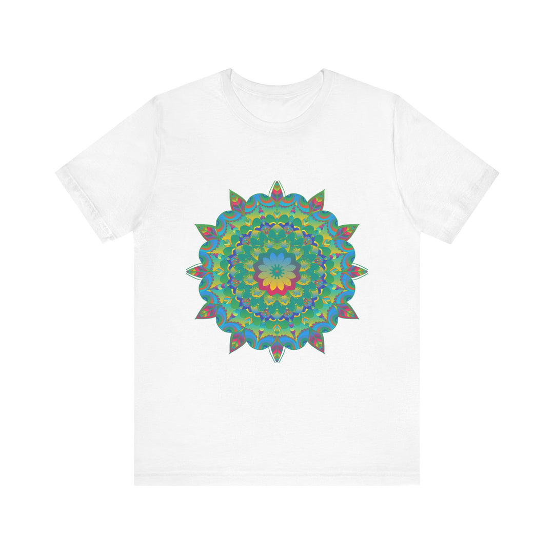 Psychedelic Mandala Tee - Vibrant Flower Design Alt Text 1