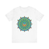 Psychedelic Mandala Tee - Vibrant Flower Design Alt Text 1