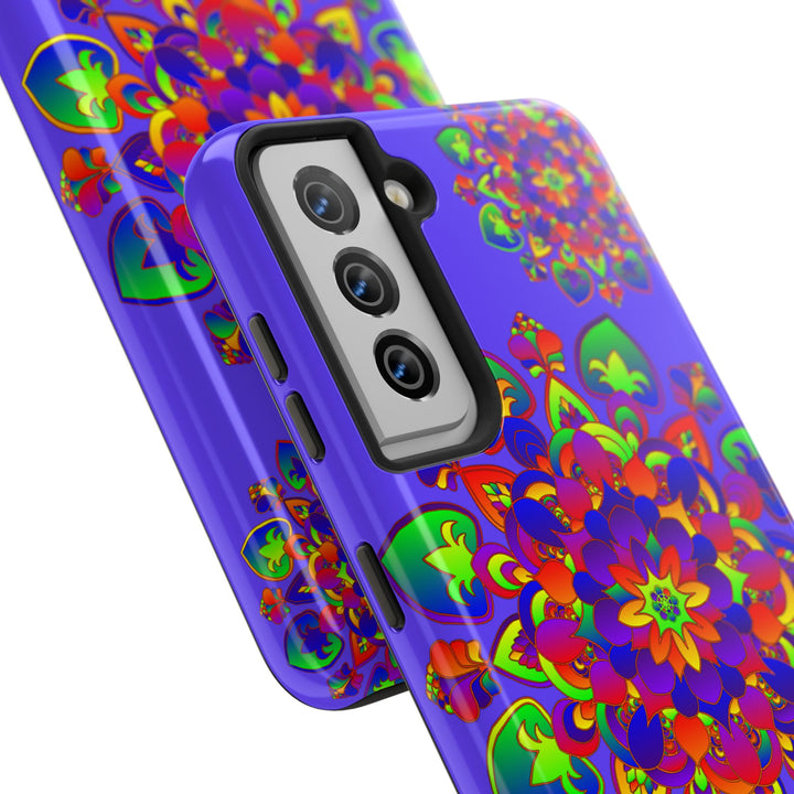 Colorful hand drawn mandala rainbow design phone case for stylish protection