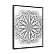 Handcrafted black and white mandala art displayed on gallery canvas wrap