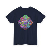 Colorful mandala design printed on a comfortable unisex heavy cotton T-shirt, perfect for yoga and mindfulness practice