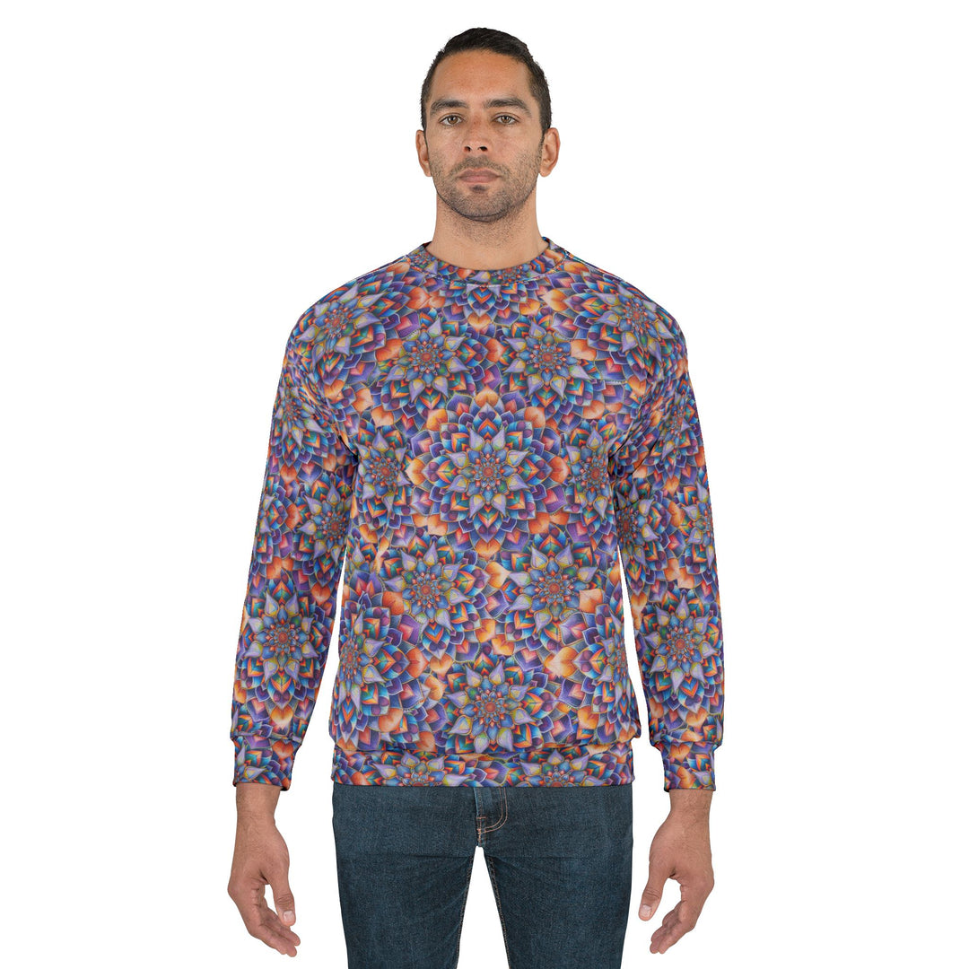 Kaleidoscope Floral Pattern All-Over Print Sweatshirt