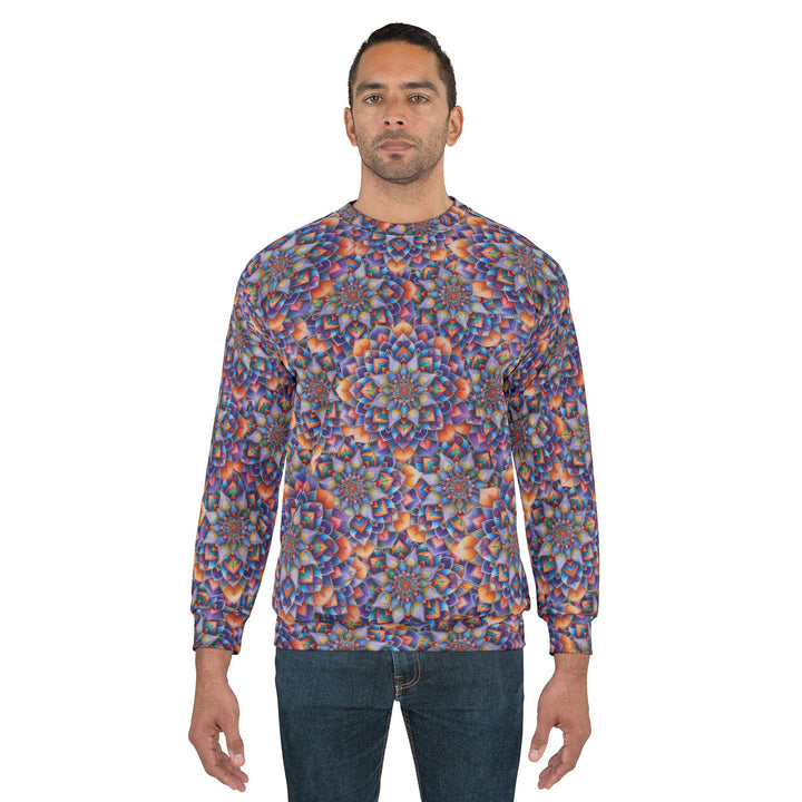 Kaleidoscope Floral Pattern All-Over Print Sweatshirt