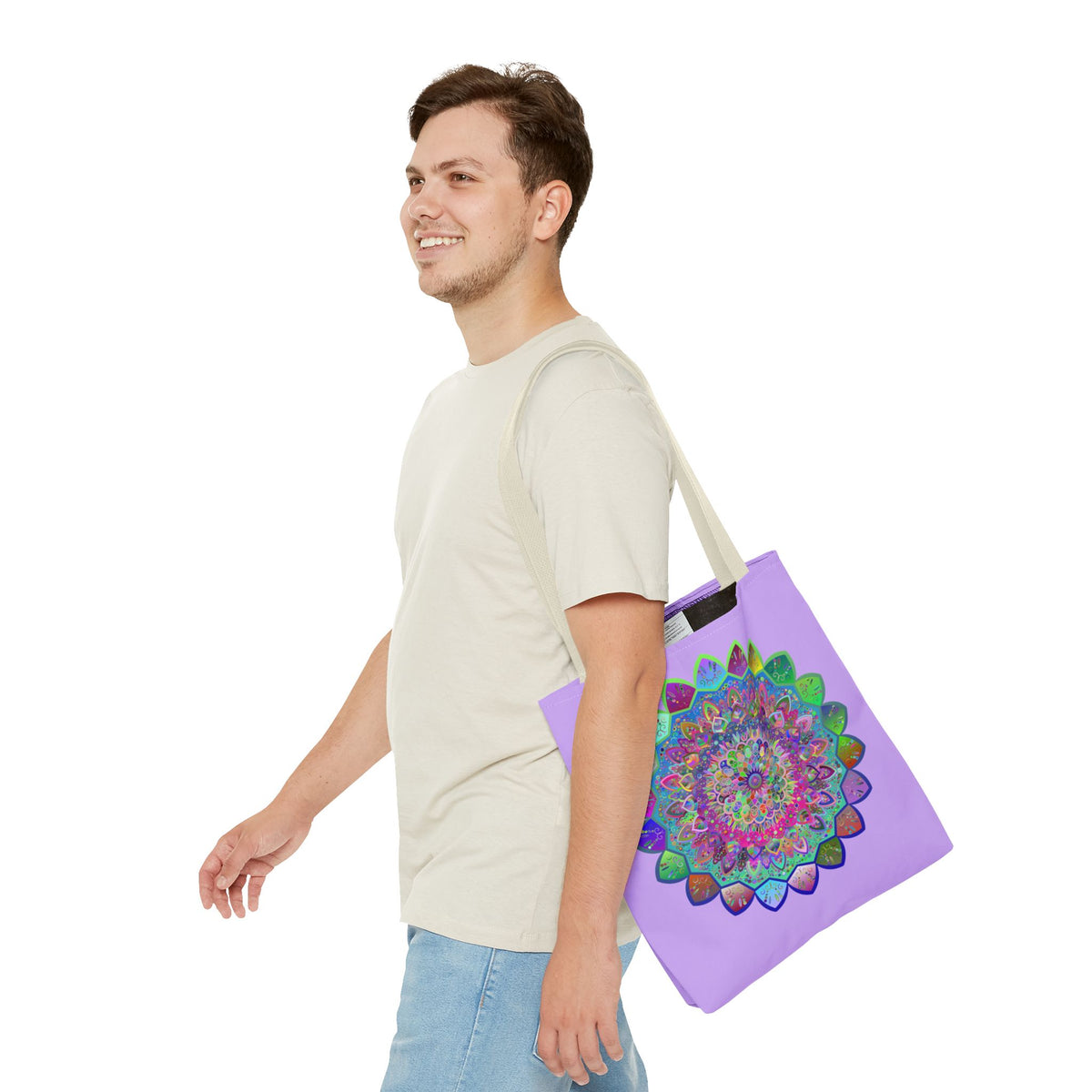 Sunburst Mandala Tote – Color Explosion on Canvas