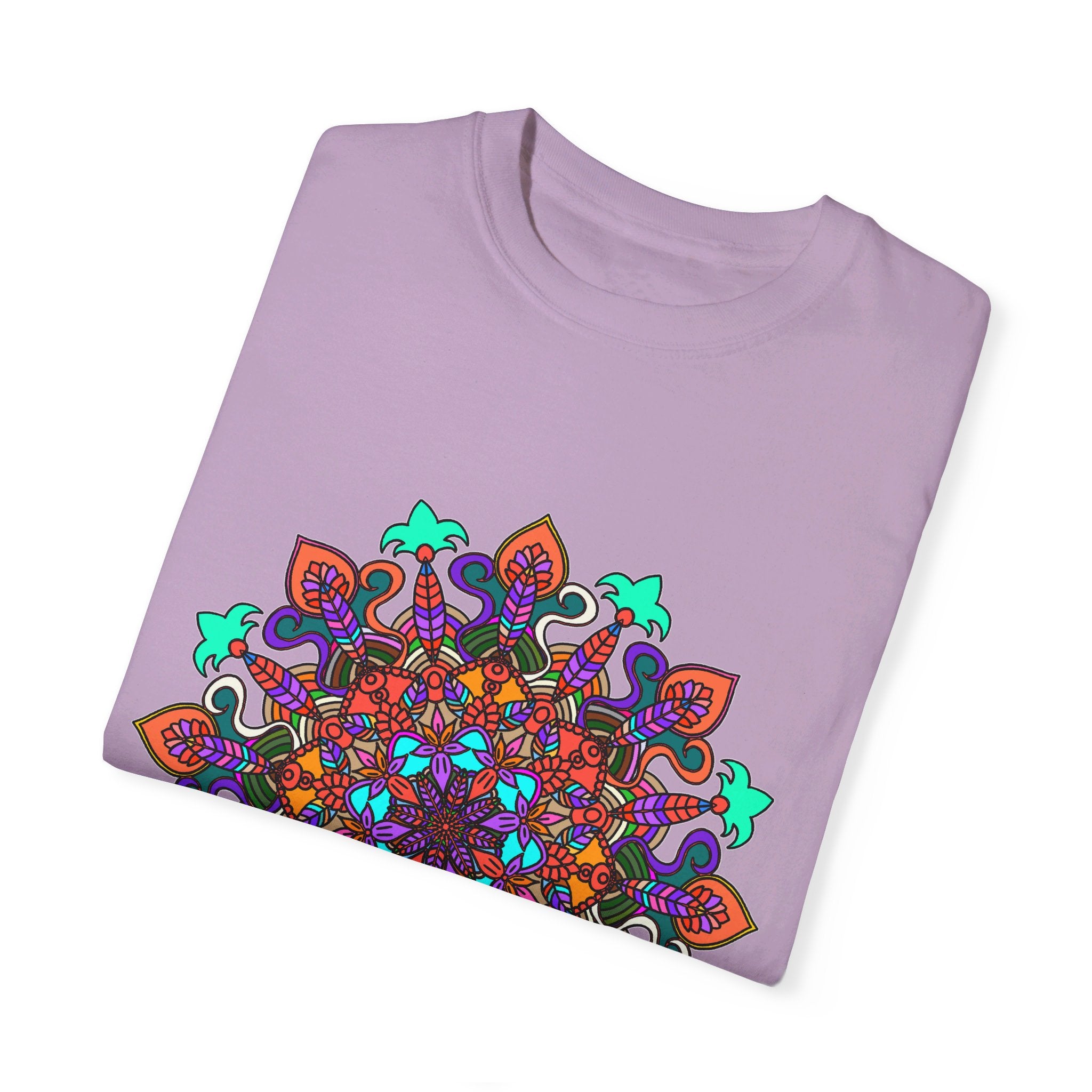 Unisex Mandala T-Shirt made with 100% Ring-Spun Cotton, featuring Hand-Drawn Mandala Art and Garment-Dyed for Extra Comfort