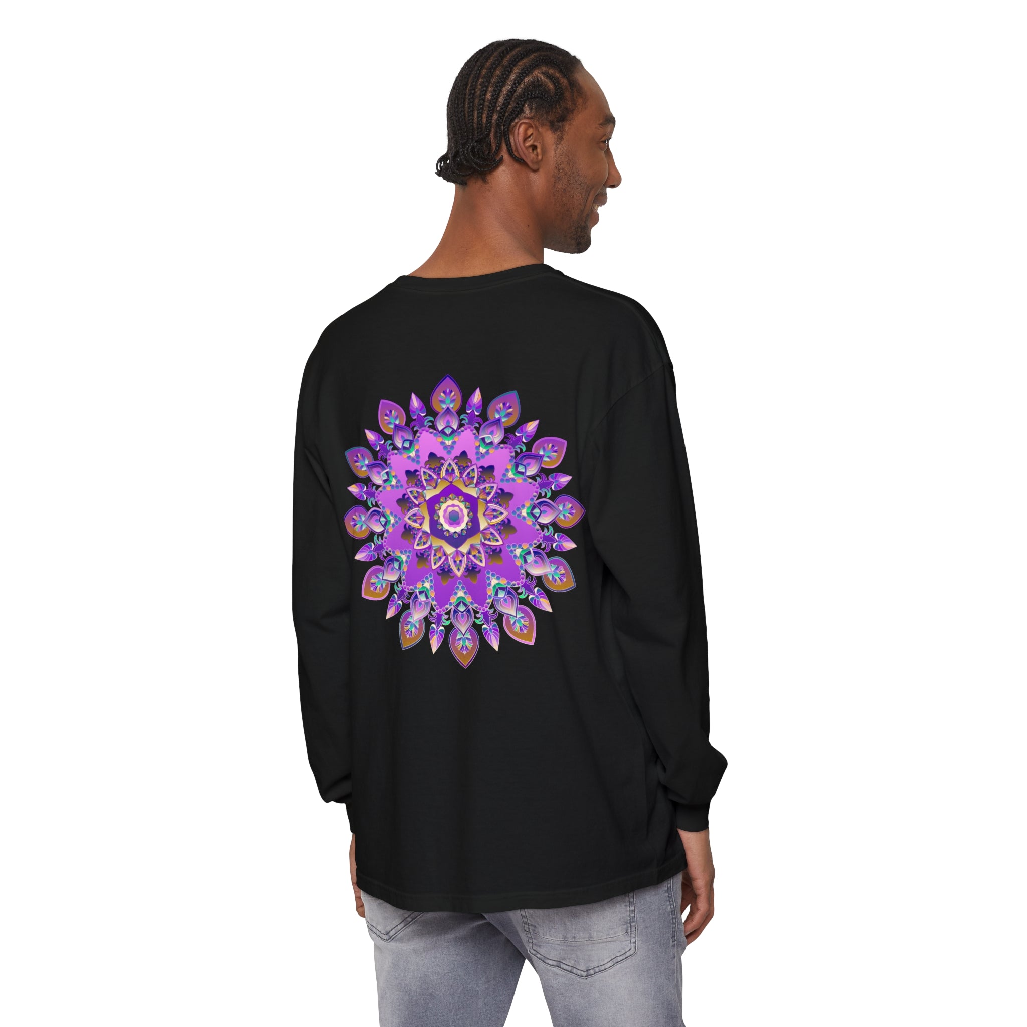 Beautiful purple and gold mandala design long sleeve t-shirt for women