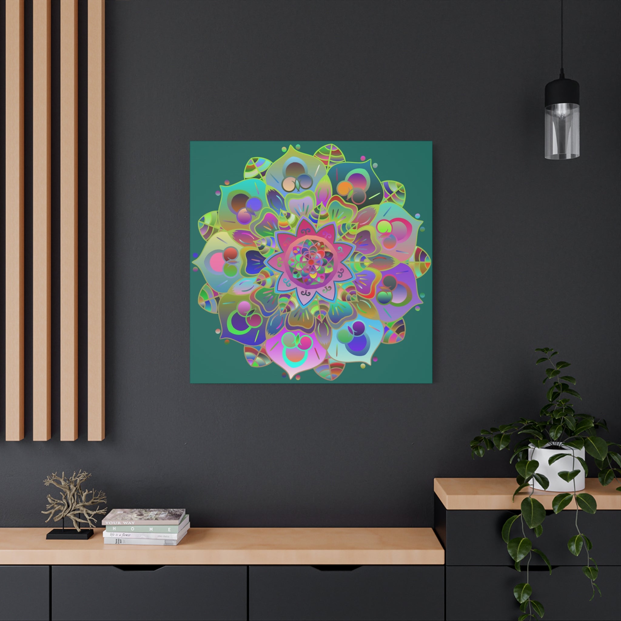 Vibrant Mandala Matte Canvas Wall Art — Colorful Boho Stretched Canvas