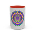 Beautiful purple and yellow mandala art design ceramic mug for coffee and tea lovers