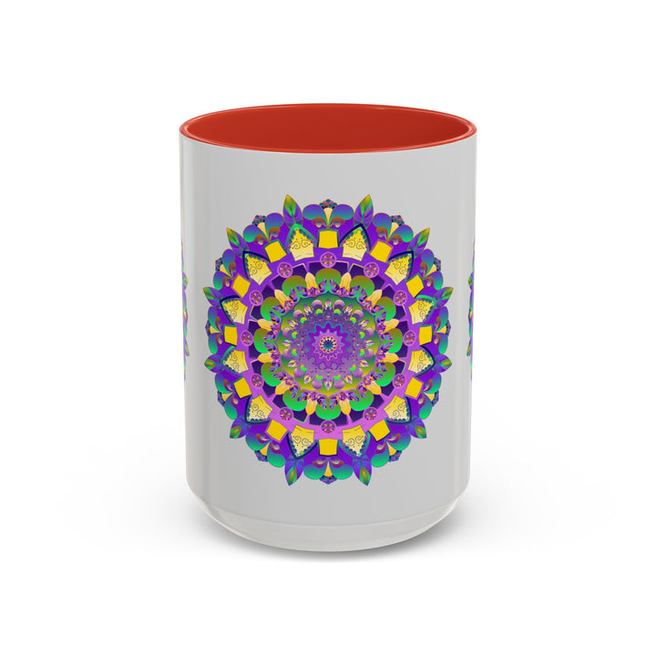 Beautiful purple and yellow mandala art design ceramic mug for coffee and tea lovers