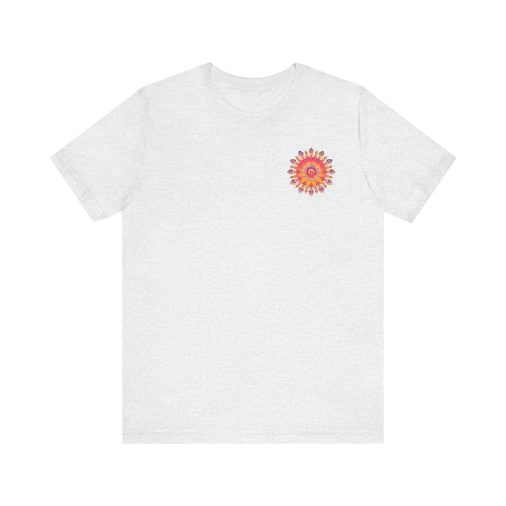 A stunning, colorful mandala design tee promoting spiritual peace and harmony