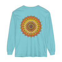 Intricate Mandala Unisex Long Sleeve T-Shirt featuring detailed mandala design in black and white