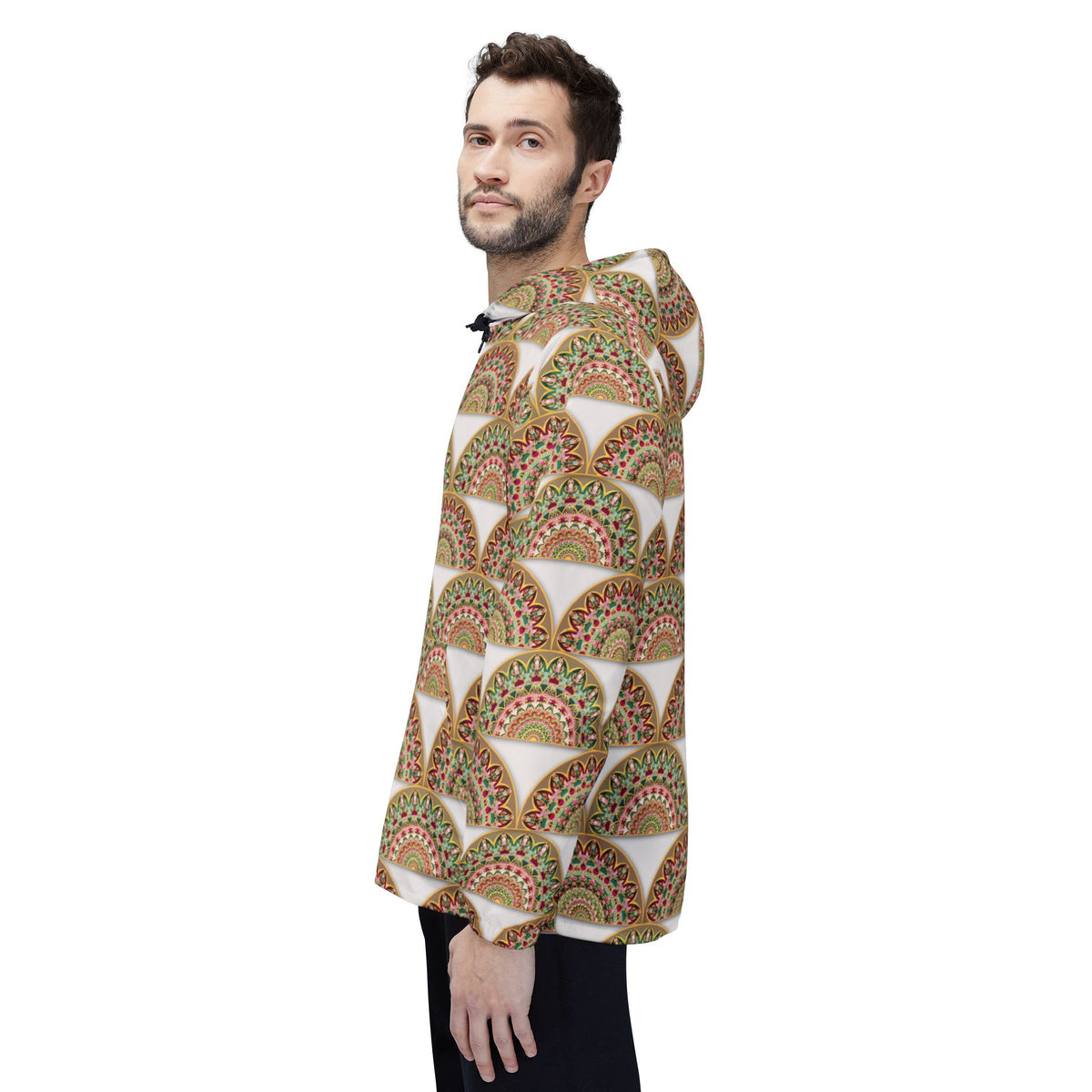 Art Deco Fan Pattern Windbreaker Jacket