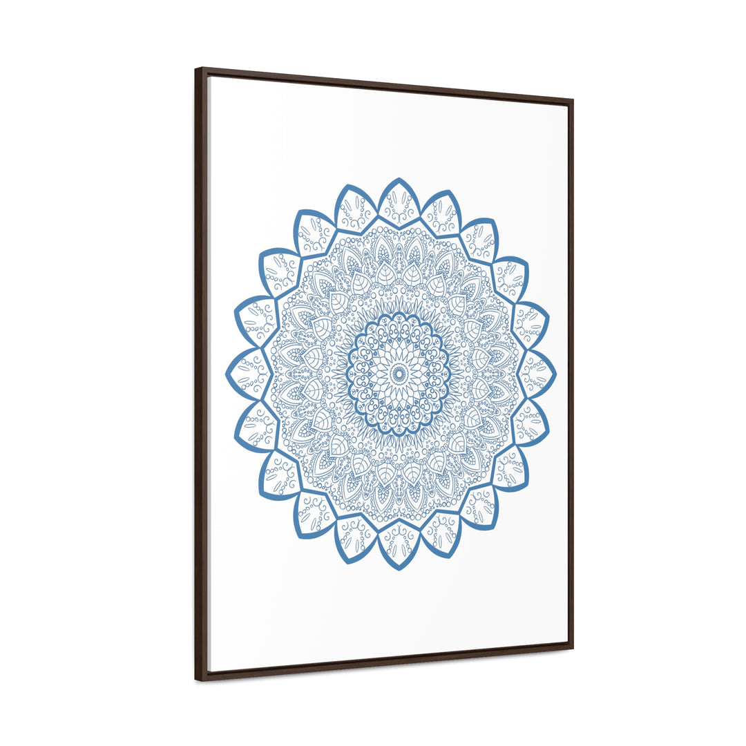 Beautiful mandala handmade art with steel blue design, perfect for gallery canvas wraps and vertical framing