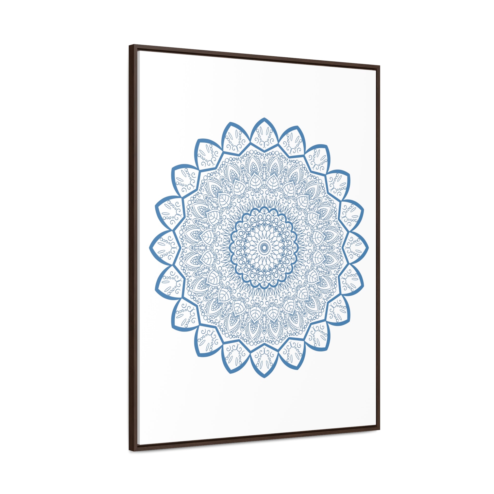 Beautiful mandala handmade art with steel blue design, perfect for gallery canvas wraps and vertical framing