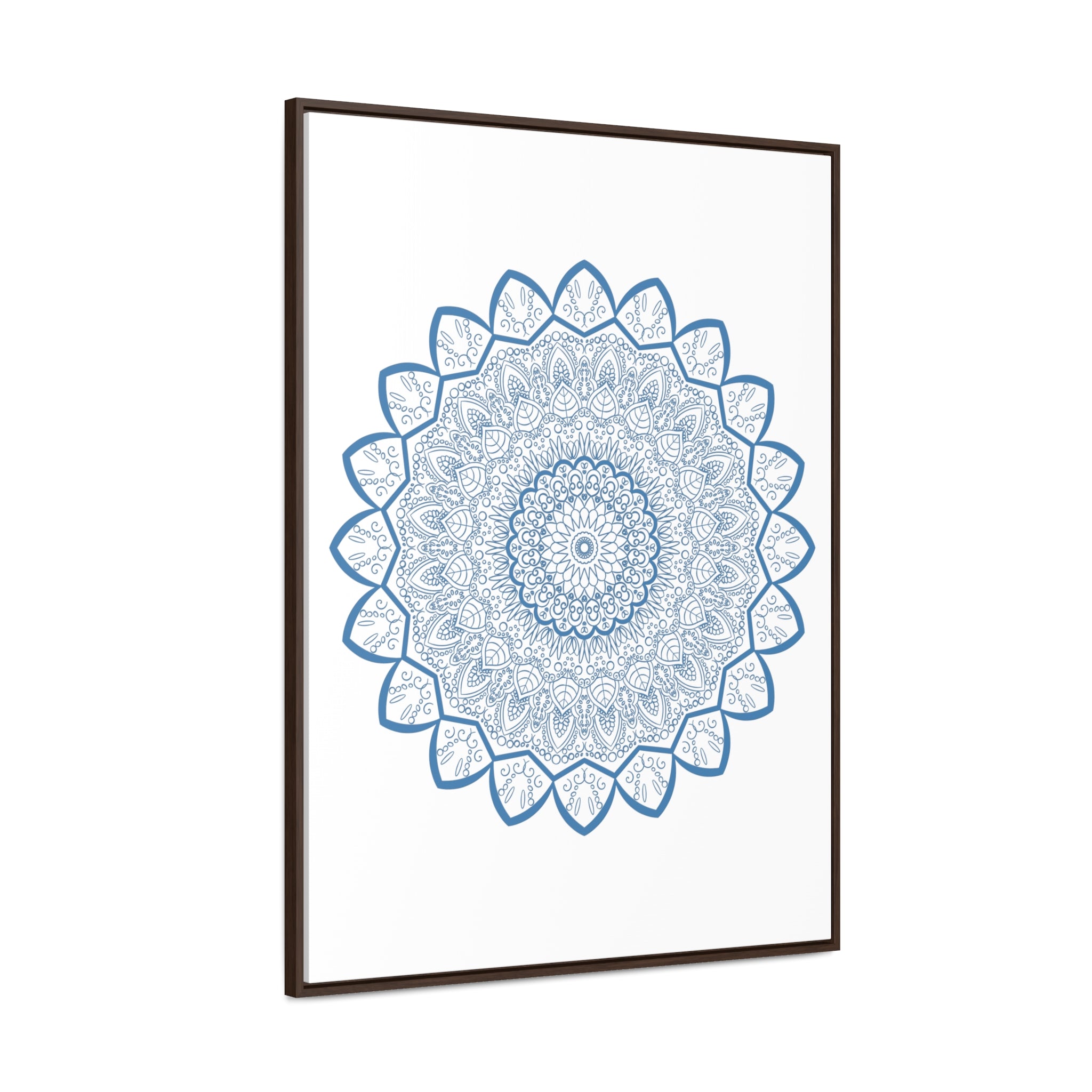 Beautiful mandala handmade art with steel blue design, perfect for gallery canvas wraps and vertical framing