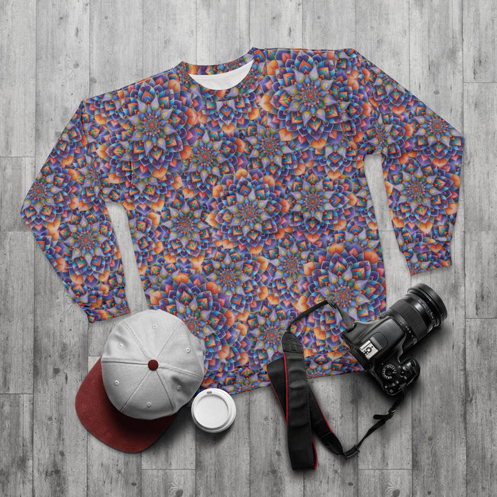 Kaleidoscope Floral Pattern All-Over Print Sweatshirt