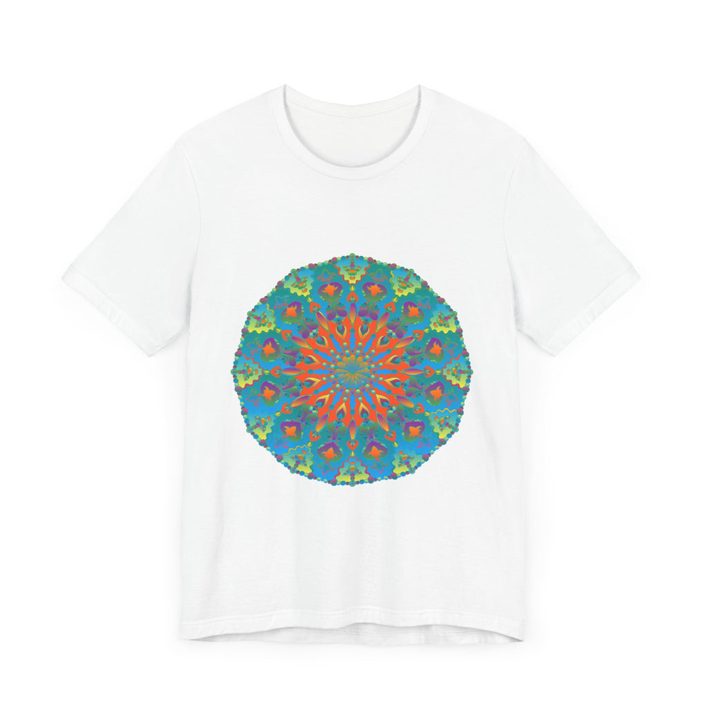 Vibrant and intricate Rainbow Mandala Tee featuring a stunning and colorful design