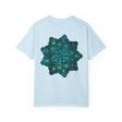 Beautiful unisex green and blue mandala patterned t-shirt with intricate design