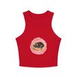Black racerback tank top featuring a sleeping cat design for lounging or casual wear