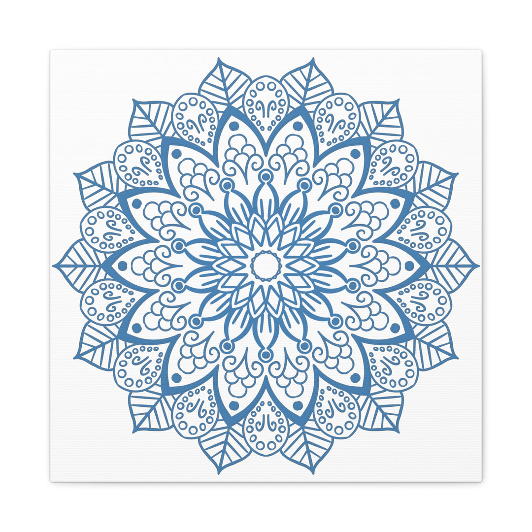 Handmade Mandala Art Steel Blue Canvas 125 featuring intricate hand-painted design on durable canvas material