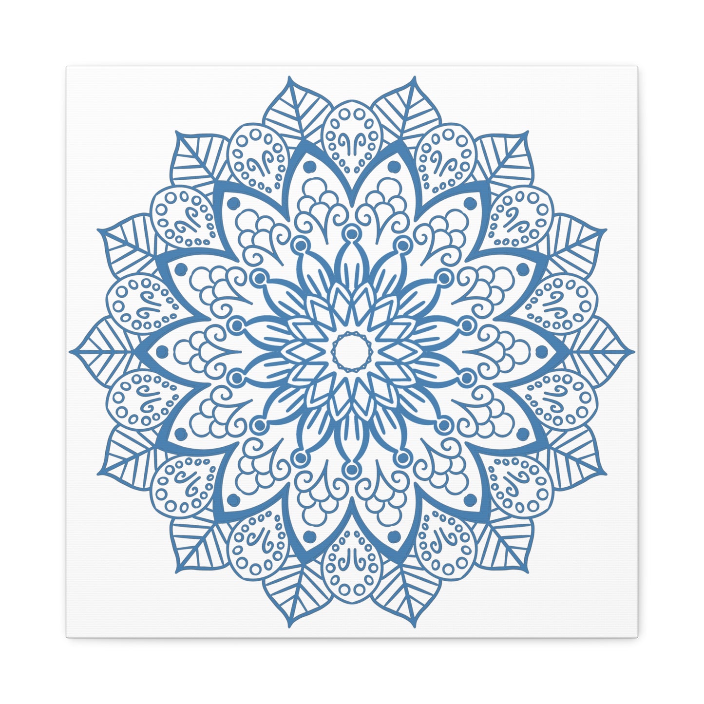 Handmade Mandala Art Steel Blue Canvas 125 featuring intricate hand-painted design on durable canvas material