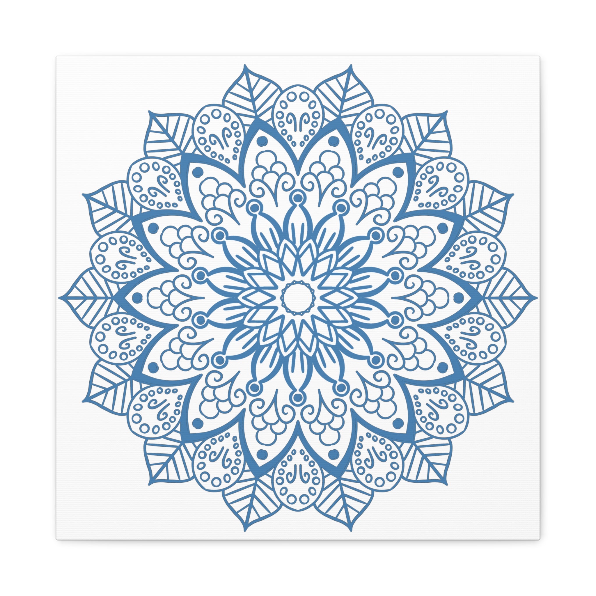 Handmade Mandala Art Steel Blue Canvas 125 featuring intricate hand-painted design on durable canvas material