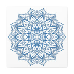 Handmade Mandala Art Steel Blue Canvas 125 featuring intricate hand-painted design on durable canvas material