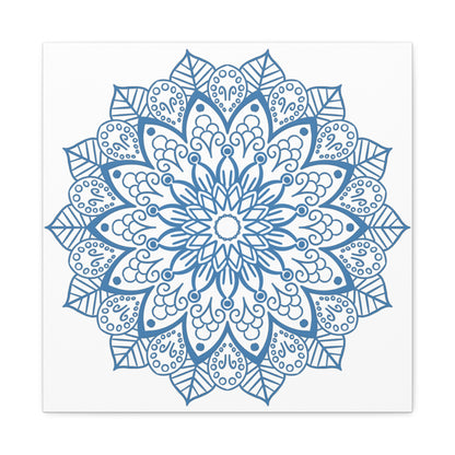 Handmade Mandala Art Steel Blue Canvas 125 featuring intricate hand-painted design on durable canvas material