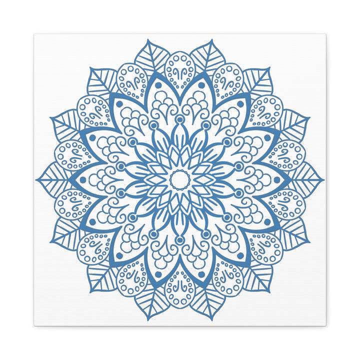 Handmade Mandala Art Steel Blue Canvas 125 featuring intricate hand-painted design on durable canvas material