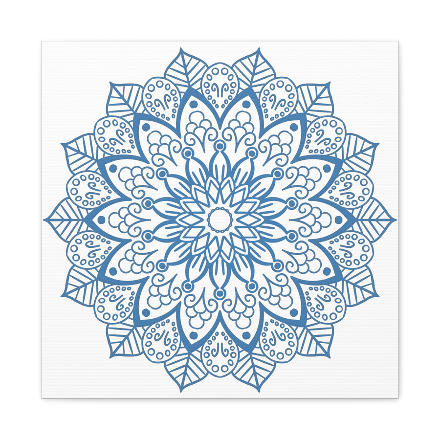 Handmade Mandala Art Steel Blue Canvas 125 featuring intricate hand-painted design on durable canvas material