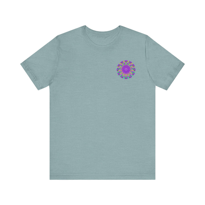 Beautiful purple mandala tee featuring intricate design for spiritual peace and harmony, perfect for yoga and meditation practice