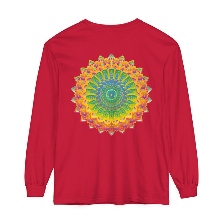 Intricate Mandala Unisex Long Sleeve T-Shirt featuring detailed mandala design in vibrant colors