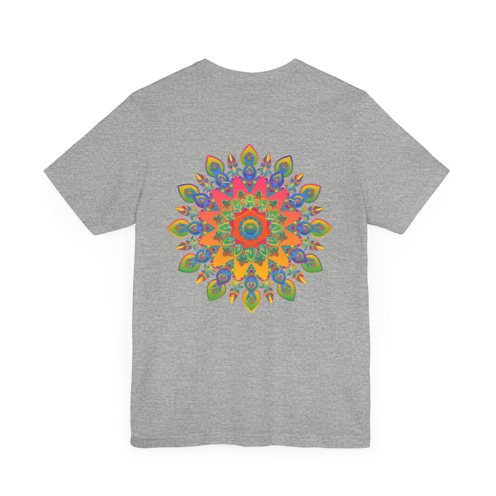 Colorful psychedelic mandala t-shirt with intricate spiritual design for inner peace and tranquility