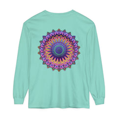 Intricate Mandala Unisex Long Sleeve T-Shirt featuring colorful, detailed mandala design on both front and back