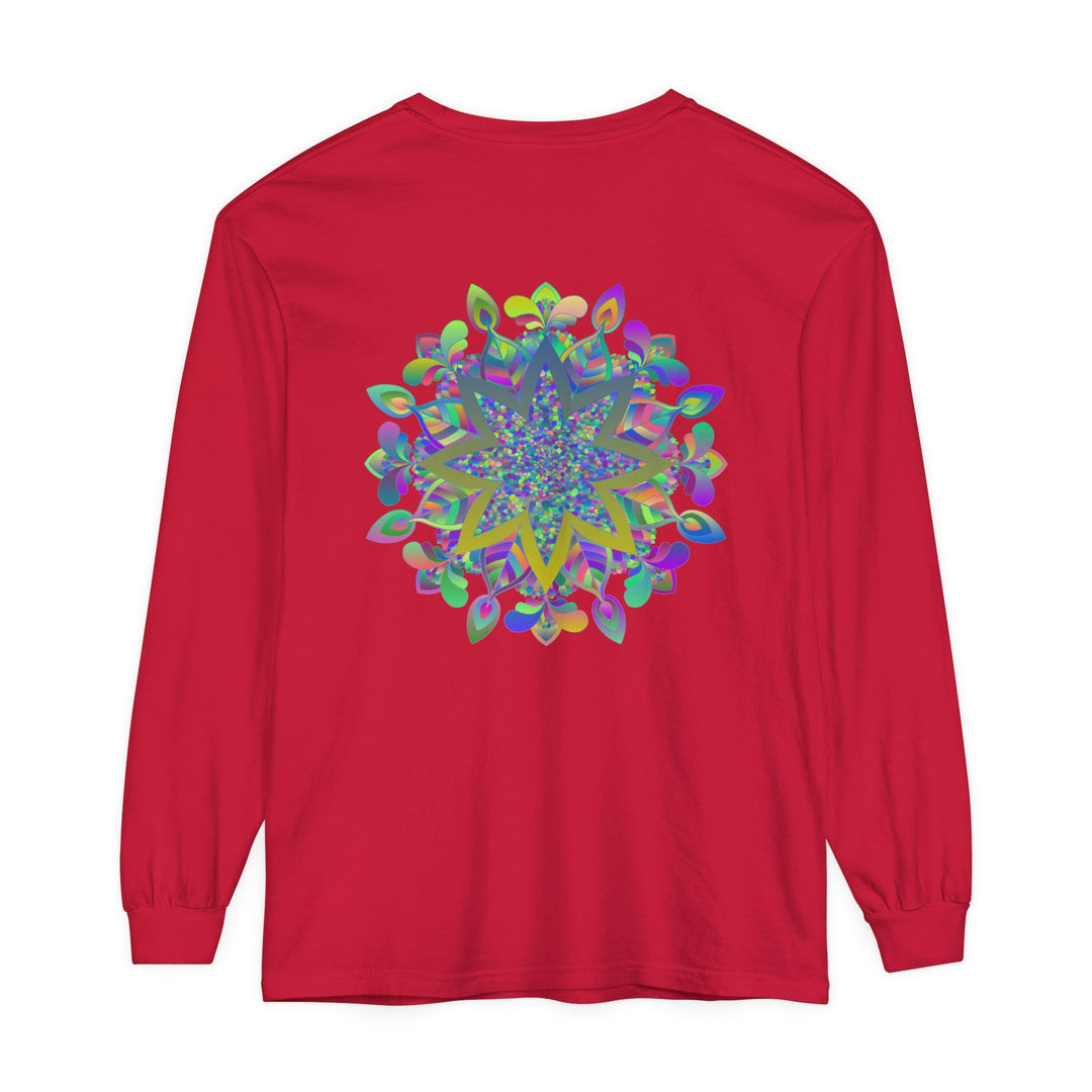 Colorful Mandala Unisex Long Sleeve T-Shirt with intricate and vibrant design