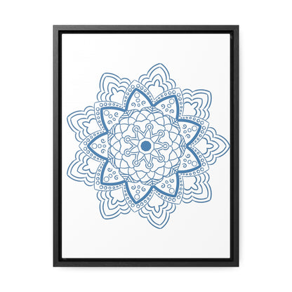 Beautiful steel blue Mandala Handmade Art on gallery canvas wraps, perfect for vertical framing as Mandala Design Wall Art