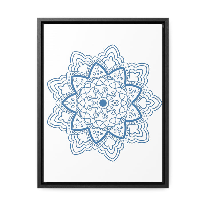 Beautiful steel blue Mandala Handmade Art on gallery canvas wraps, perfect for vertical framing as Mandala Design Wall Art