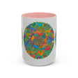 Colorful floral mandala art mug featuring intricate designs and vibrant colors