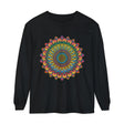Intricate Mandala Unisex Long Sleeve T-Shirt featuring detailed mandala design on front and sleeves