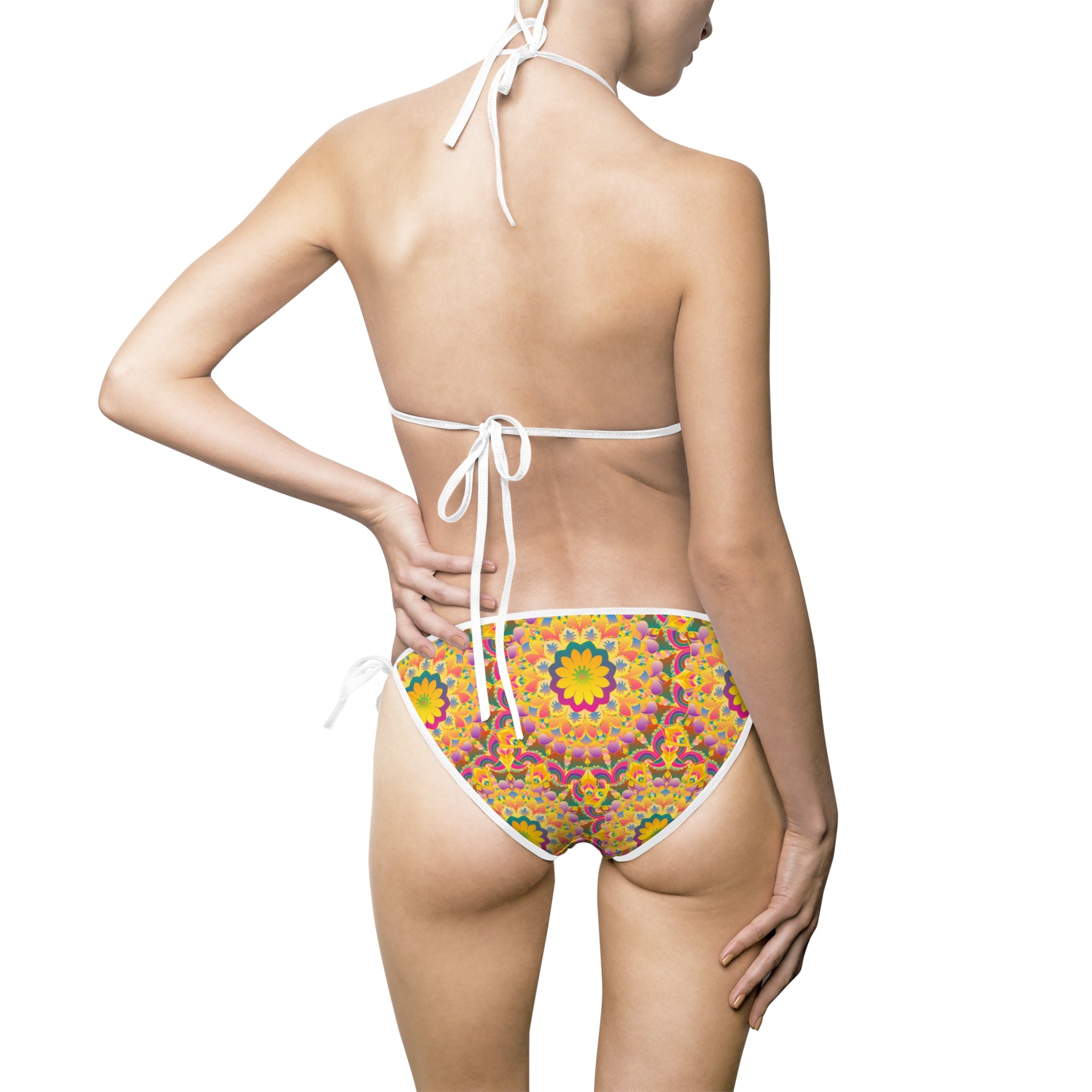 Bikini-Set mit Mandala-Print in leuchtenden Gelb- und Rosatönen