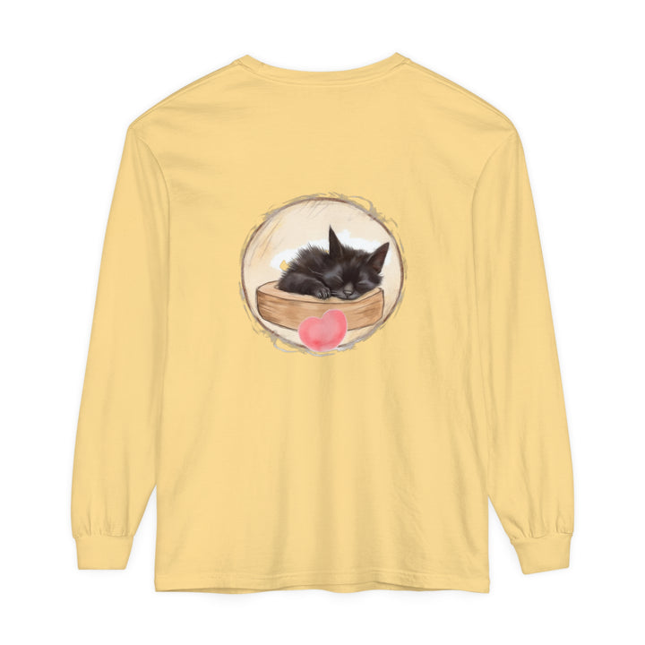 Adorable sleepy kitten on a soft, comfortable unisex t-shirt perfect for bedtime