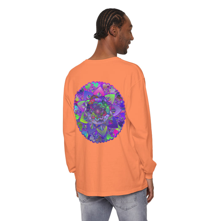  Detailed and colorful mandala art on high-quality long sleeve shirt 