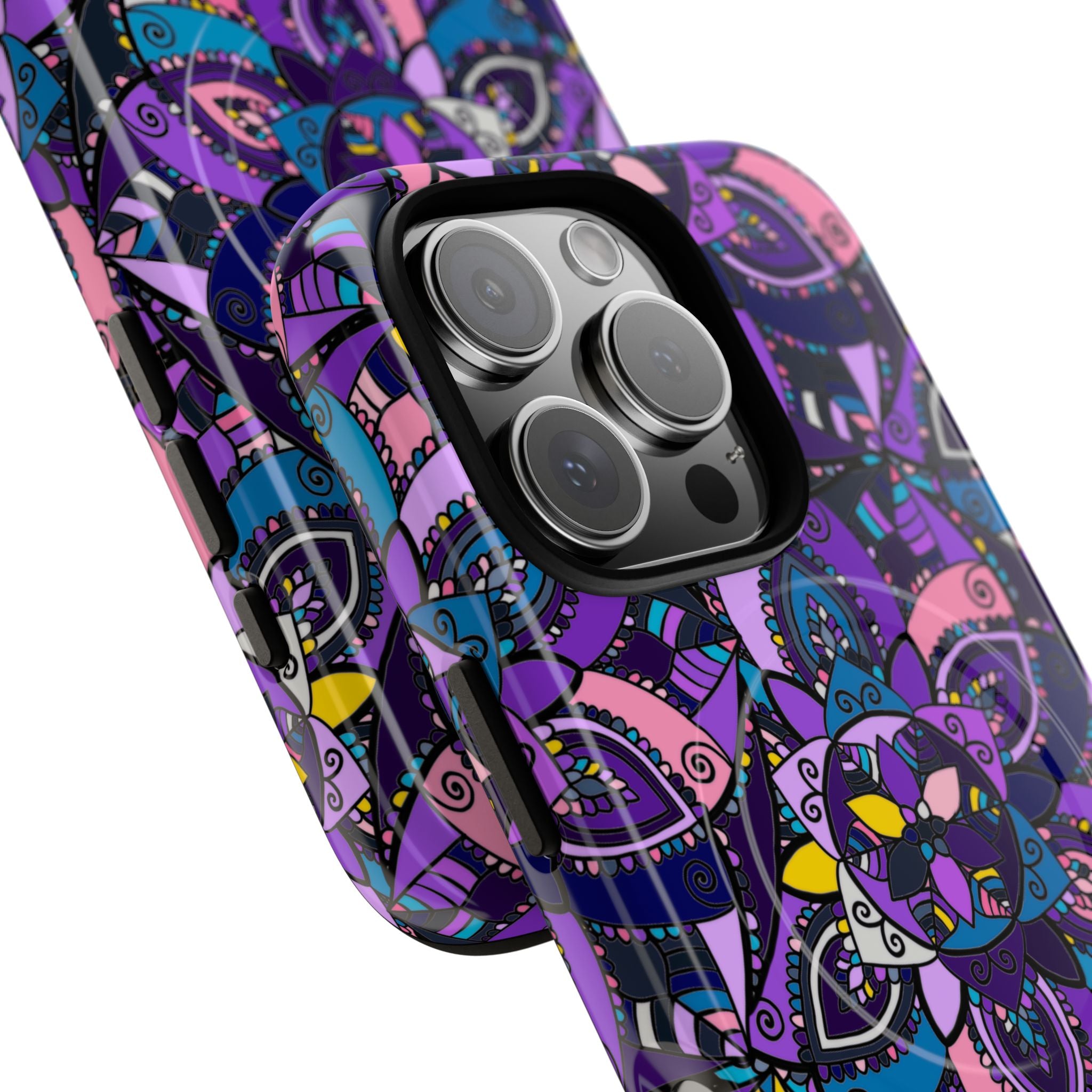Magnetic Phone Case — Purple Mandala Floral Tough Case