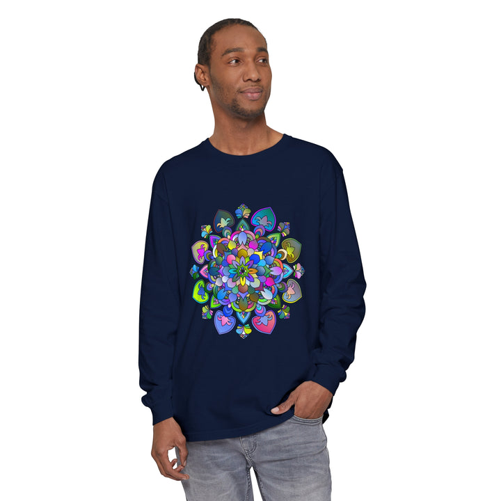 Colorful and intricate mandala design long sleeve t-shirt for a vibrant look