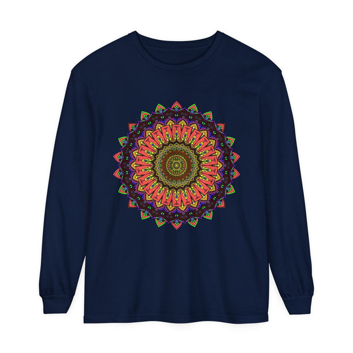 Colorful and detailed long sleeve T-shirt with intricate mandala design