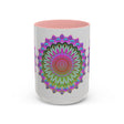 Colorful mandala art mug featuring hand-painted intricate design