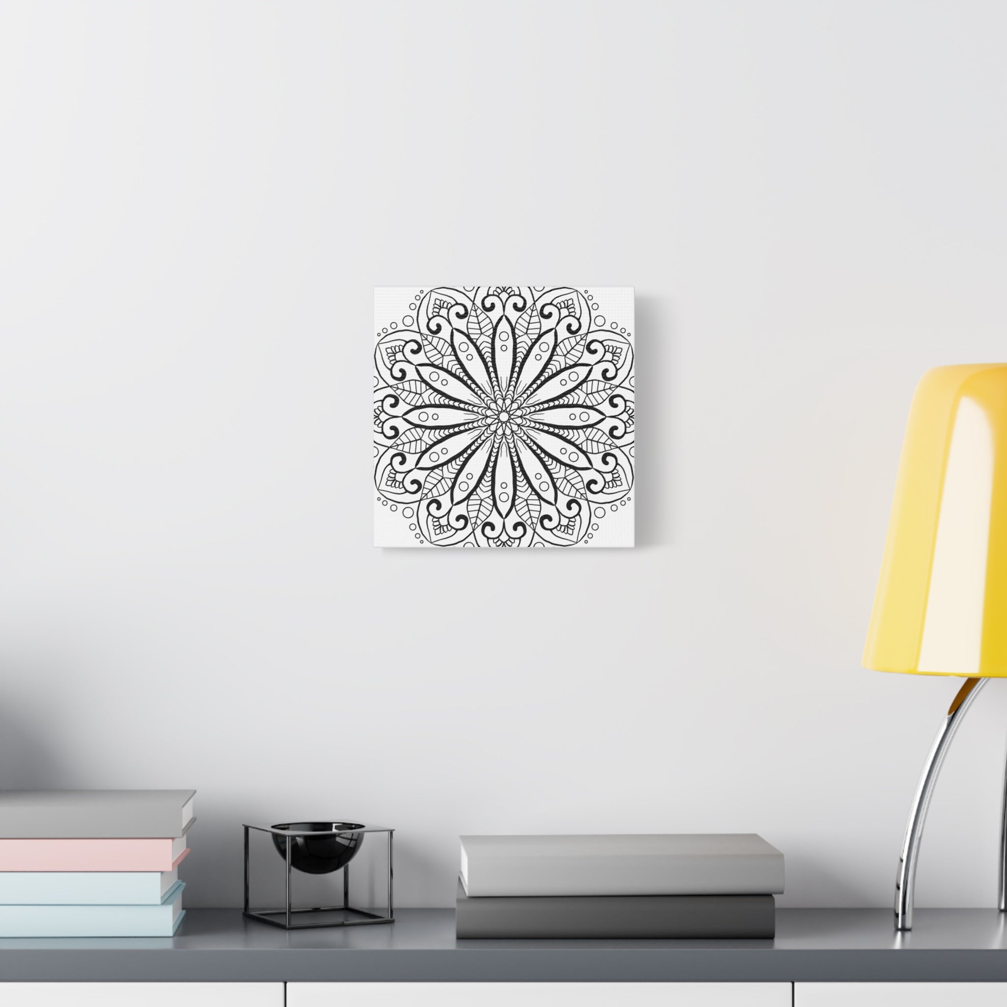 Handmade Mandala Art - Black & White Wall Art - Matte Canvas, Stretched, 125 alt text 12