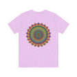 Close-up of Vibrant Mandala Tee - Spiritual Peace & Harmony shirt's intricate and detailed mandala