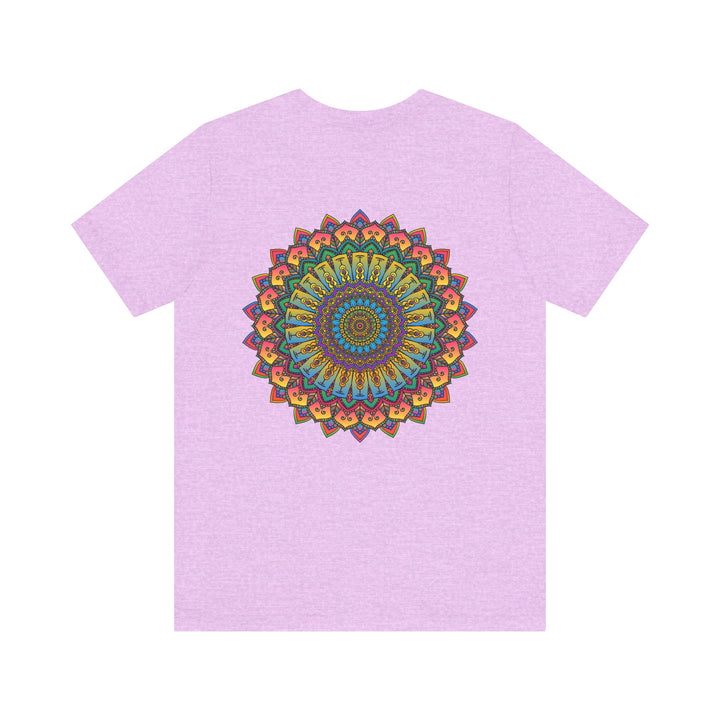 Close-up of Vibrant Mandala Tee - Spiritual Peace & Harmony shirt's intricate and detailed mandala