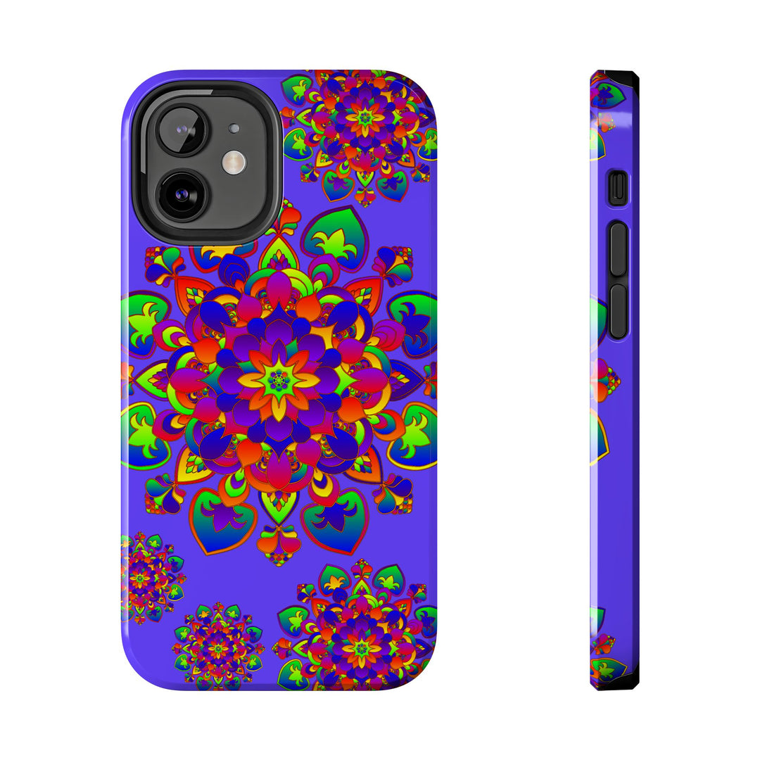 Colorful hand drawn mandala rainbow design phone case for stylish protection